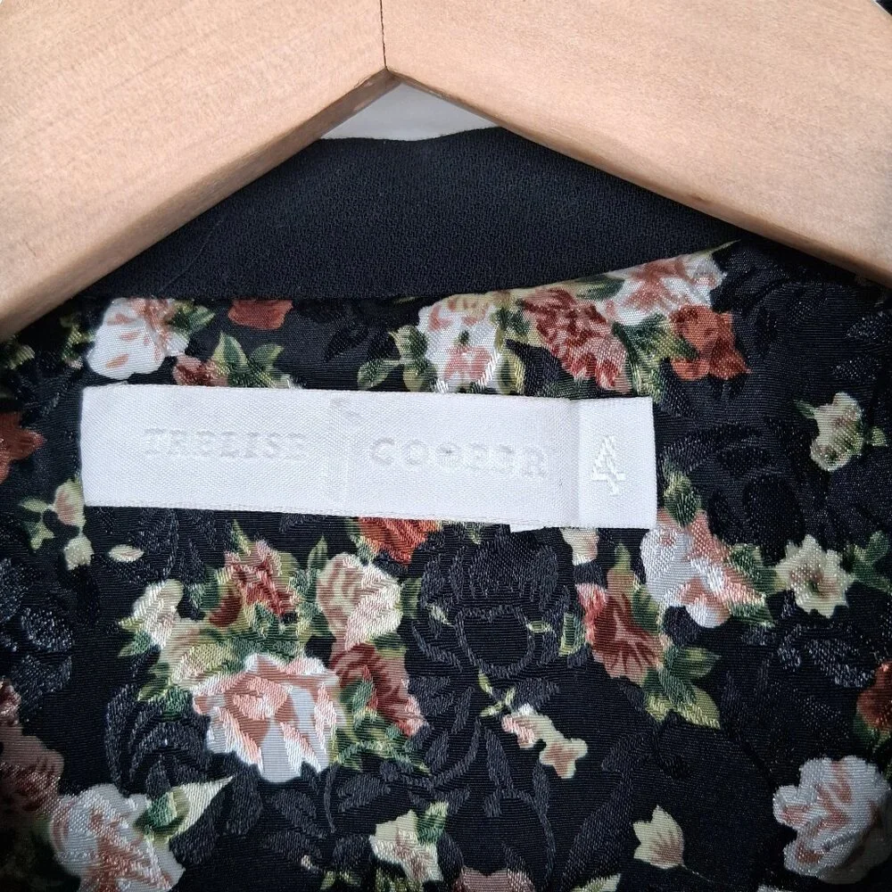 Trelise Cooper Wool Embroidered Tapestry Coat Black Floral Longline NZ 4 US M - Picture 8 of 14
